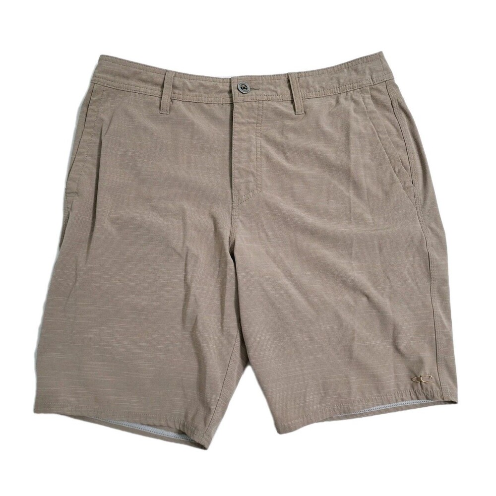 Oneill Men's 32 Hybrid Shorts Chino Khaki Tan Beige Summer Swim Pockets